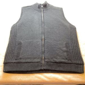 Attention Men’s Fleece Lined Front Zip Knit Sweater Vest Black Size XL